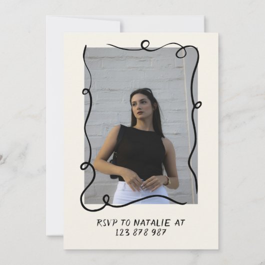 Retro Hand getrokken boog 21e foto verjaardagsfees Kaart (Achterkant)