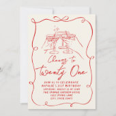 Retro Hand getrokken boog juicht tot eenentwintig Kaart (Voorkant)