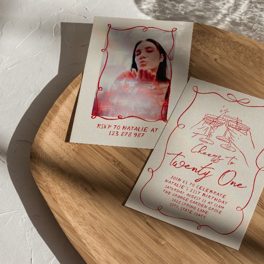 Retro Hand getrokken boog juicht tot eenentwintig Kaart