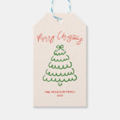 Retro  Hand getrokken Boog Tree Unique Christmas Cadeaulabel (Voorkant)