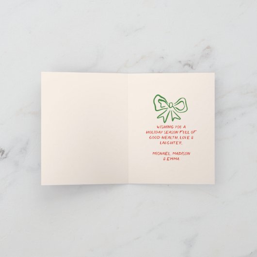 Retro  Hand getrokken Boog Tree Unique Christmas Feestdagen Kaart (Binnen)