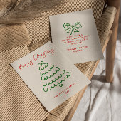 Retro  Hand getrokken Boog Tree Unique Christmas Feestdagenkaart