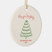 Retro  Hand getrokken Boog Tree Unique Christmas Keramisch Ornament (Rechts)