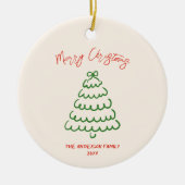 Retro  Hand getrokken Boog Tree Unique Christmas Keramisch Ornament (Voorkant)