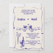 Retro Hand getrokken bruiloft repetitie diner Kaart (Voorkant)