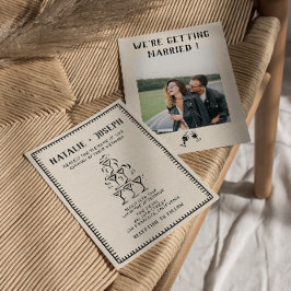 Retro Hand getrokken champagne oud geld foto bruil Kaart