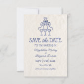 Retro Hand getrokken Champagne Toren Foto bruiloft Save The Date (Voorkant)