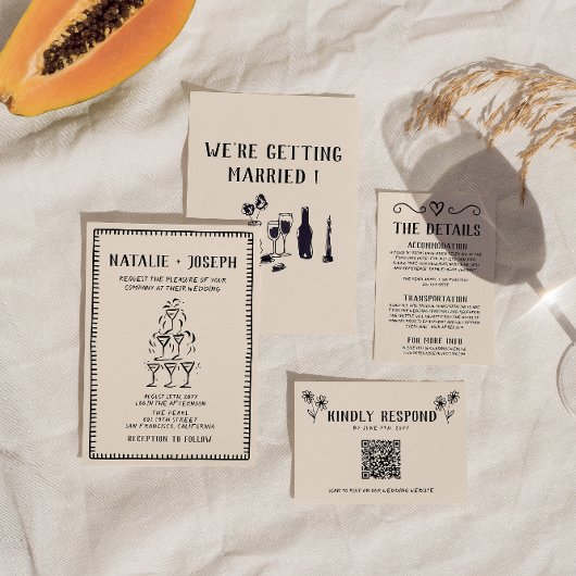 Retro Hand Getrokken Champagne Tower Oud Geld Brui Kaart