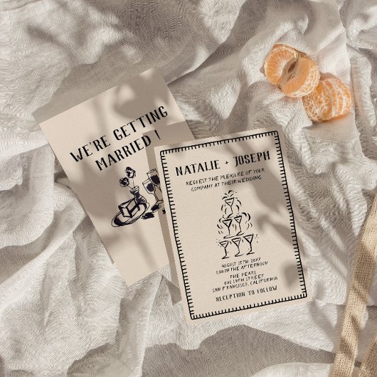 Retro Hand Getrokken Champagne Tower Oud Geld Brui Kaart