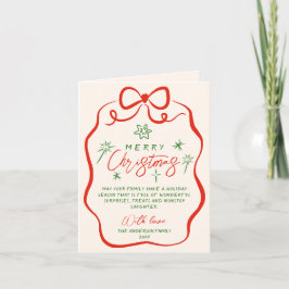 Retro  Hand Getrokken Eigenzinnige Boog Kerst Feestdagen Kaart