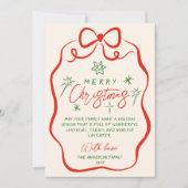 Retro  Hand Getrokken Eigenzinnige Boog Kerst Feestdagenkaart (Voorkant)