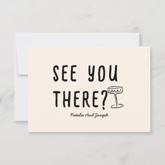 Retro Hand Getrokken Eigenzinnige Moderne QR Code RSVP Kaartje (Achterkant)