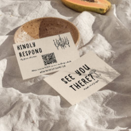 Retro Hand Getrokken Eigenzinnige Moderne QR Code  RSVP Kaartje