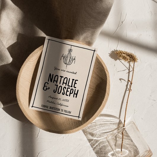 Retro Hand Getrokken Eigenzinnige Unieke Foto Boho Save The Date