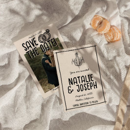 Retro Hand Getrokken Eigenzinnige Unieke Foto Boho Save The Date