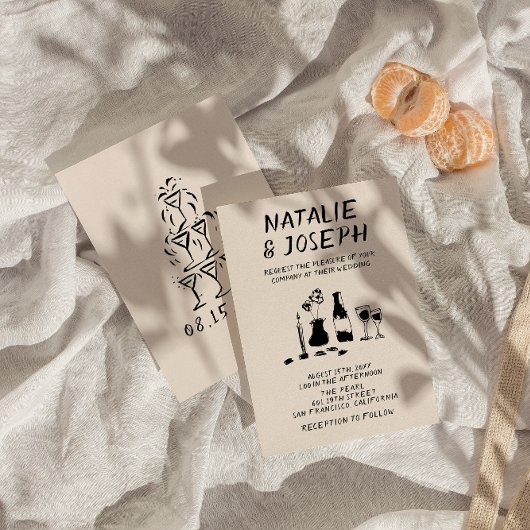 Retro Hand getrokken geschreven Champagne eigenzin Kaart