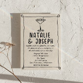 Retro Hand Getrokken Geschreven Cocktail Foto Wedd Kaart