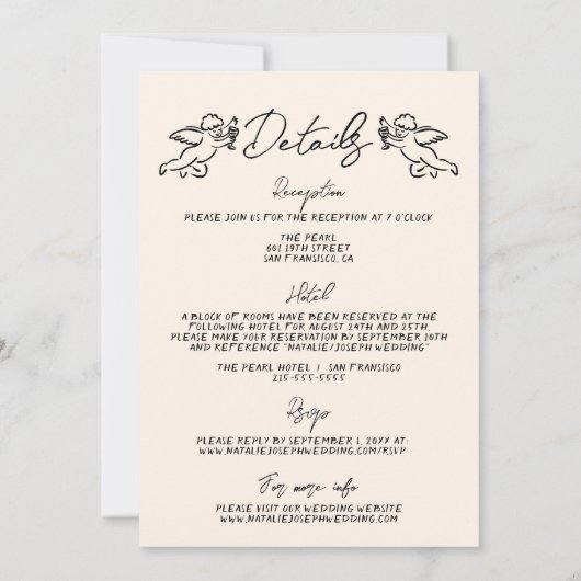 Retro Hand getrokken geschreven Cupido Alles in ee Kaart (Achterkant)