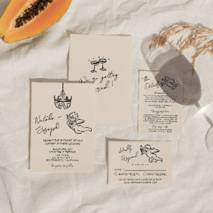 Retro Hand getrokken geschreven Cupido eigenzinnig Kaart