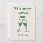 Retro Hand getrokken groene taart Moderne bruiloft Kaart (Achterkant)