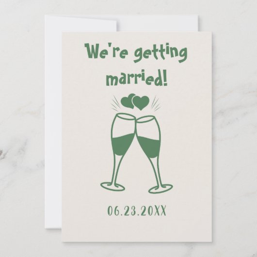 Retro Hand getrokken groene taart Moderne bruiloft Kaart (Achterkant)