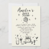 Retro Hand getrokken handgeschreven funky 30 verja Kaart (Voorkant)