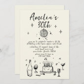 Retro Hand getrokken handgeschreven funky 30 verja Kaart (Voorkant / Achterkant)