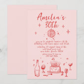 Retro Hand getrokken handgeschreven funky 30 verja Kaart (Voorkant / Achterkant)