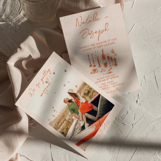 Retro Hand getrokken Heldere Kleurrijke Leuke Foto Kaart