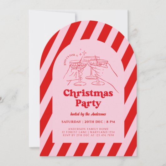 Retro Hand Getrokken Kerstfeest Uitnodiging (Voorkant)