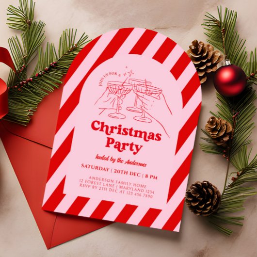 Retro Hand Getrokken Kerstfeest Uitnodiging