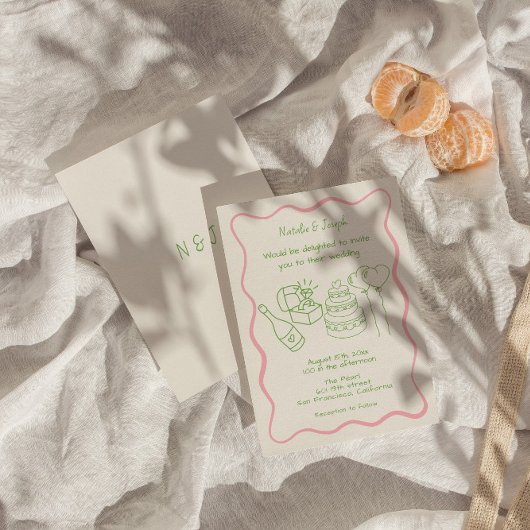 Retro Hand getrokken Kleurrijke Funky Moderne Brui Kaart