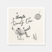 Retro Hand getrokken Kust Koe Meisje 21e Verjaarda Servet (Voorkant)