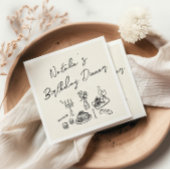 Retro Hand getrokken Leuke Verjaardag Quirky Diner Servet