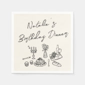 Retro Hand getrokken Leuke Verjaardag Quirky Diner Servet (Voorkant)