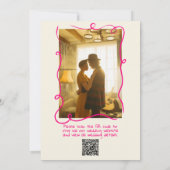 Retro Hand getrokken Levendige Roze Foto QR Code H Kaart (Achterkant)