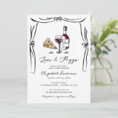 Retro Hand getrokken liefde en Pizza Vrijgezellenf Kaart (Staand voorkant)