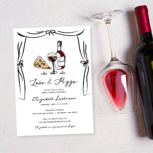 Retro Hand getrokken liefde en Pizza Vrijgezellenf Kaart