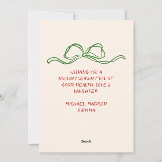 Retro  Hand Getrokken Linten Boom Kerst Feestdagenkaart (Achterkant)