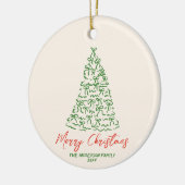 Retro  Hand Getrokken Linten Boom Kerst Keramisch Ornament (Links)