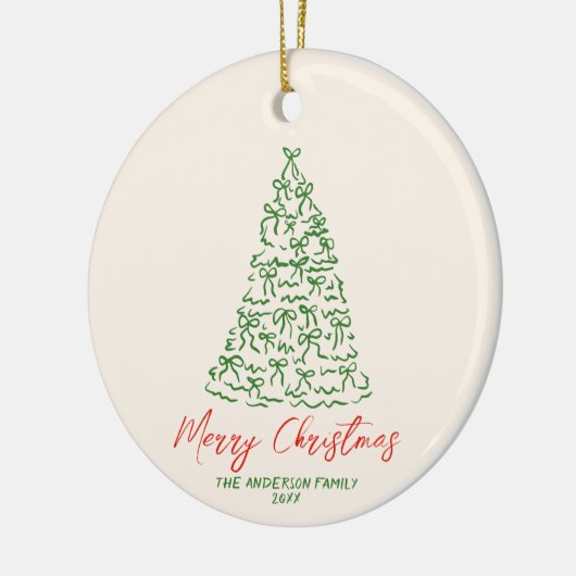 Retro  Hand Getrokken Linten Boom Kerst Keramisch Ornament (Links)