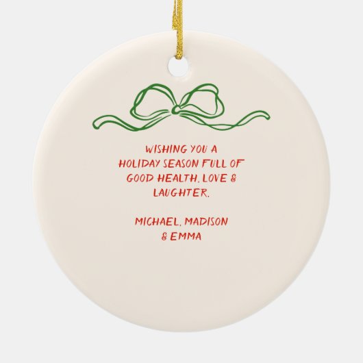 Retro  Hand Getrokken Linten Boom Kerst Keramisch Ornament (Achterkant)