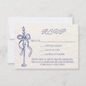 Retro Hand Getrokken Marine Blauw Trouwwebsite QR  RSVP Kaartje (Voorkant)
