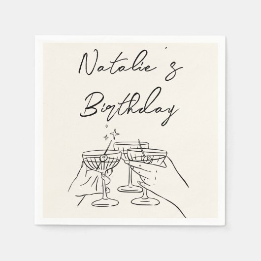 Retro Hand getrokken Martini Dertig mijlpaal Verja Servet (Voorkant)
