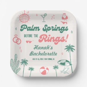 Retro Hand getrokken Palm Springs Bachelorette Papieren Bordje