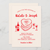 Retro Hand getrokken rode eigenzinnige taart Moder Kaart (Voorkant / Achterkant)