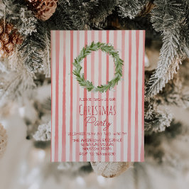 Retro Hand Getrokken Rode Groene Kerst Krans Parti Kaart