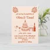 Retro Hand getrokken rode taart Moderne bruiloft Kaart (Staand voorkant)