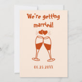 Retro Hand getrokken rode taart Moderne bruiloft Kaart (Achterkant)