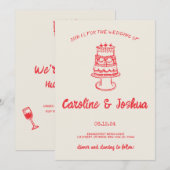 Retro Hand getrokken Rood eigenzinnige Taart Moder Feestdagenkaart (Voorkant / Achterkant)